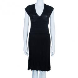 Pre Owned Diane Von Furstenberg Kristof Metallic Pleated Dress S