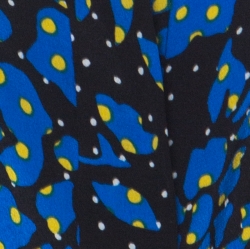 Pre Owned Diane von Furstenberg Black & Cobalt Blue Floral Print Silk Belted Shirt Dress L