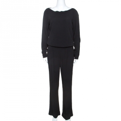 Diane Von Furstenberg Black Crepe Cynthia Jumpsuit S 