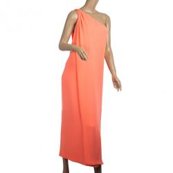 Pre Owned Diane Von Furstenberg Liluye One-Shoulder Crepe Wrap Dress M