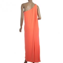 Pre Owned Diane Von Furstenberg Liluye One-Shoulder Crepe Wrap Dress M