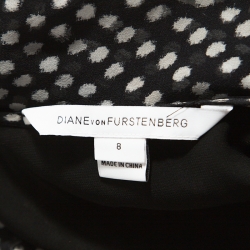 Pre Owned Diane von Furstenberg Black Dot Print Silk Tie Neck Detail Arabella Dress M