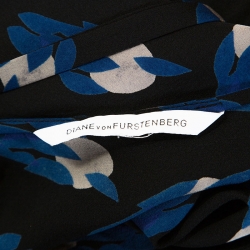 Pre Owned Diane Von Furstenberg Black Printed Silk Sleeveless Theresa Dress L