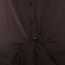 Pre Owned Diane Von Furstenberg Brown Jersey Tie Waist Eli Shirt Dress M