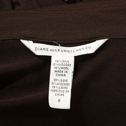 Pre Owned Diane Von Furstenberg Brown Jersey Tie Waist Eli Shirt Dress M