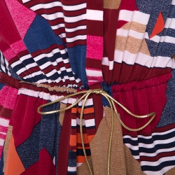 Pre Owned Diane Von Furstenberg Multicolor Geometric Print Silk Freya Dress L