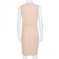 Pre Owned Diane Von Furstenberg Butter Cream Crepe Ruched Detail Beyatta Dress S