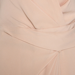 Pre Owned Diane Von Furstenberg Butter Cream Crepe Ruched Detail Beyatta Dress S