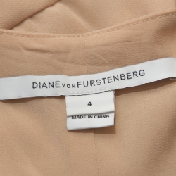 Pre Owned Diane Von Furstenberg Butter Cream Crepe Ruched Detail Beyatta Dress S