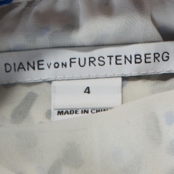 Pre Owned Diane Von Furstenberg White Printed Silk Off Shoulder Camila Dress S