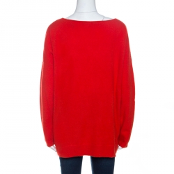 Pre Owned Diane Von Furstenberg Red Cashmere Jenia Oversized Sweater L