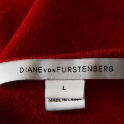 Pre Owned Diane Von Furstenberg Red Cashmere Jenia Oversized Sweater L