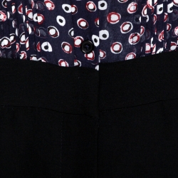 Pre Owned Diane von Furstenberg Black Printed Silk Ruffled Ariella Jumpsuit XS