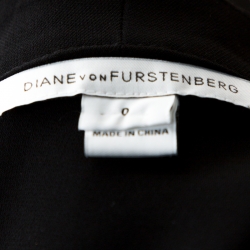 Pre Owned Diane Von Furstenberg Black Crepe Belted Jumpsuit XS 