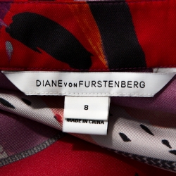 Pre Owned Diane von Furstenberg Multicolor Printed Silk Chrystie Dress M