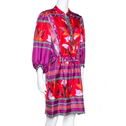 Pre Owned Diane von Furstenberg Multicolor Printed Silk Chrystie Dress M
