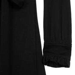 Pre Owned Diane Von Furstenburg Black Wool Wrap Dress S