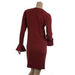 Pre Owned Diane Von Furstenburg Red Hazina V-neck Long Sleeve Dress M