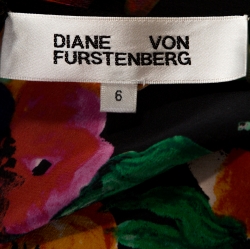 Pre Owned Diane von Furstenberg Black Floral Print Silk Midi Dress M