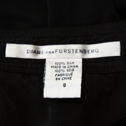 Pre Owned Diane Von Frustenberg Black Coated Silk Strapless Maxi Dress M