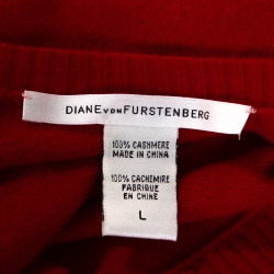 Pre Owned Diane Von Furstenberg Red Cashmere Coen Wrap Dress L