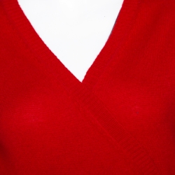 Pre Owned Diane Von Furstenberg Red Cashmere Coen Wrap Dress L