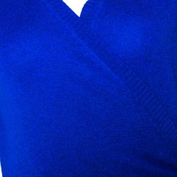 Pre Owned Diane Von Furstenberg Blue Cashmere Coen Wrap Dress L