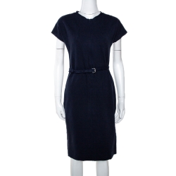 Diane von Furstenberg Navy Blue Belted Maizah Dress M