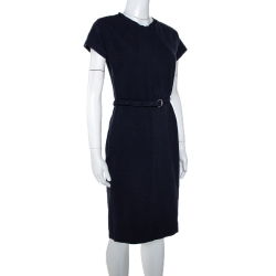 Diane von Furstenberg Navy Blue Belted Maizah Dress M