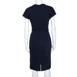 Pre Owned Diane von Furstenberg Navy Blue Belted Maizah Dress M