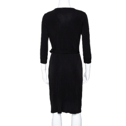 Pre Owned Diane von Furstenberg Black Jersey New Julian Two Wrap Dress M