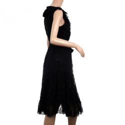 Pre Owned Diane Von Furstenberg Black Lace Dendermonde Wrap Dress