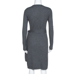 Pre Owned Diane von Furstenberg Grey Cashmere New Linda Wrap Dress P