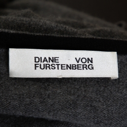 Pre Owned Diane von Furstenberg Grey Cashmere New Linda Wrap Dress P