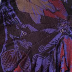 Pre Owned Diane Von Furstenberg Burgundy Floral Print Wrap Dress M