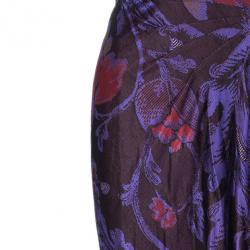 Pre Owned Diane Von Furstenberg Burgundy Floral Print Wrap Dress M