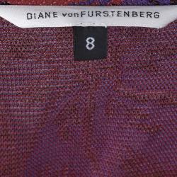 Pre Owned Diane Von Furstenberg Burgundy Floral Print Wrap Dress M