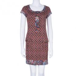 Pre Owned Diane Von Furstenberg Brown Printed Tunic Dress M