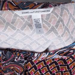 Pre Owned Diane Von Furstenberg Brown Printed Tunic Dress M