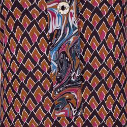 Pre Owned Diane Von Furstenberg Brown Printed Tunic Dress M