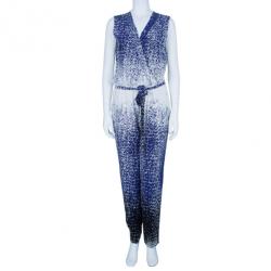 Pre Owned Diane Von Furstenberg Kawena Printed Jumpsuit L