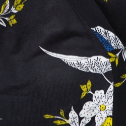 Pre Owned Diane Von Furstenberg Black Floral Printed Silk Camden Wrap Dress M