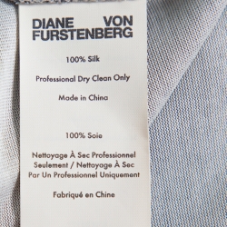 Pre Owned Diane Von Furstenberg Black Floral Printed Silk Camden Wrap Dress M