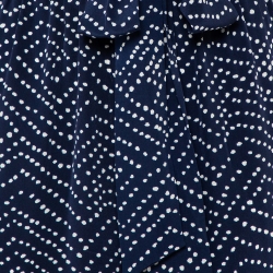 Diane Von Furstenberg Navy Blue and White Dotted Silk Belted Eva Jumpsuit M