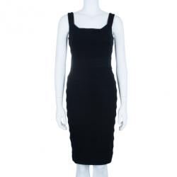 Pre Owned Diane von Furstenberg Black Stitches Bandage Dress S