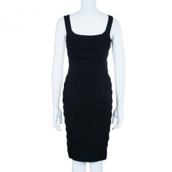 Pre Owned Diane von Furstenberg Black Stitches Bandage Dress S