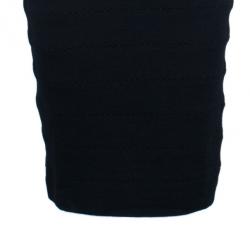 Pre Owned Diane von Furstenberg Black Stitches Bandage Dress S