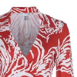 Pre Owned Diane von Furstenberg Vintage Justin Wrap Silk Jersey Dress M