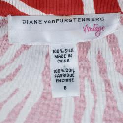 Pre Owned Diane von Furstenberg Vintage Justin Wrap Silk Jersey Dress M