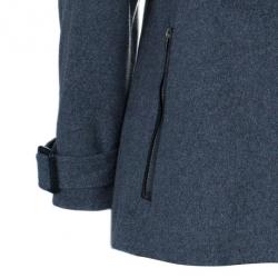 Pre Owned Diane Von Furstenberg Grey Peabody Leather Trimmed Coat M